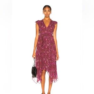 Ulla Johnson Magenta Floral High Low Dress